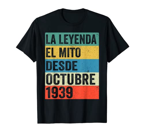 83 Años Cumpleaños Octubre 1939 Hombre Mujer Octubre Camiseta
