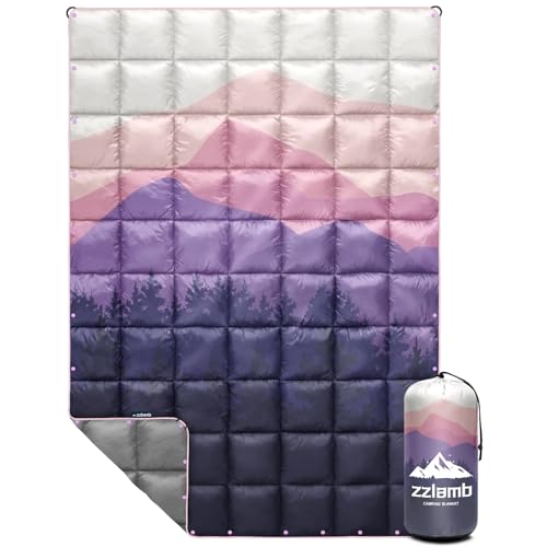 zzlamb Camping Blanket, Travel Blanket Puffy Lightweight Down Alternative