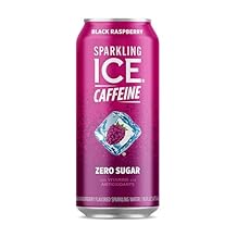 Sparkling Ice Caffeine, Black Raspberry Sparkling Water with Caffeine, Zero Sugar, with Antioxidants and Vitamins,16 fl oz Can