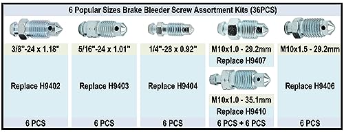image for Dsnaduo 36 PCS Bleeder Valve,Brake Bleeder Screw Assortment Kit Replac