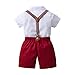 Boarnseorl Baby Boys Gentleman Outfits Shorts Sets,Infant Shirt + Shorts + Bow Tie + Suspenders,5-6Y