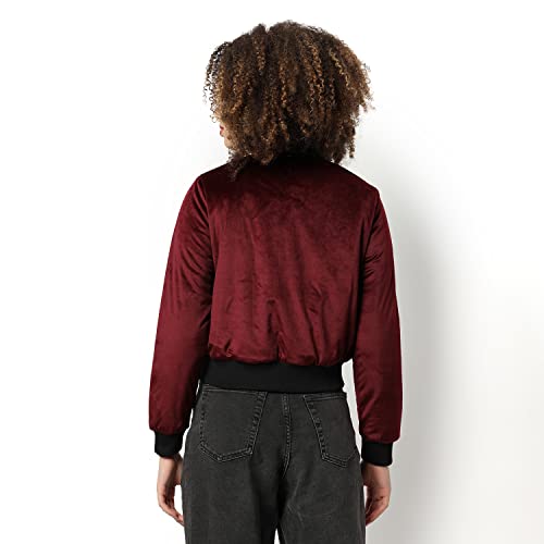 Image of Campus Sutra Women's Puffer Regular Fit Bomber Jacket for Winter Wear | Standing Collar | Full Sleeve | Zipper | Casual Jacket for Woman & Girl | Western Stylish Jacket for Women