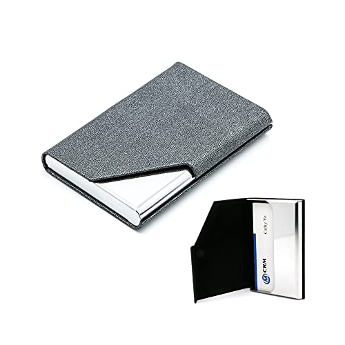 Étui pour Cartes de Visite, étui en Cuir PU pour Cartes de Visite, Porte-Cartes de Visite avec Fermeture magnétique, étui pour Cartes pour Hommes et Femmes (Gris) Cover
