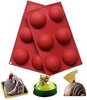 BAKER DEPOT 6 Holes Silicone Mold For Chocolate, Cake, Jelly, Pudding, Handmade Soap, Round Shape, Dia: 2 1/2 inches,...
