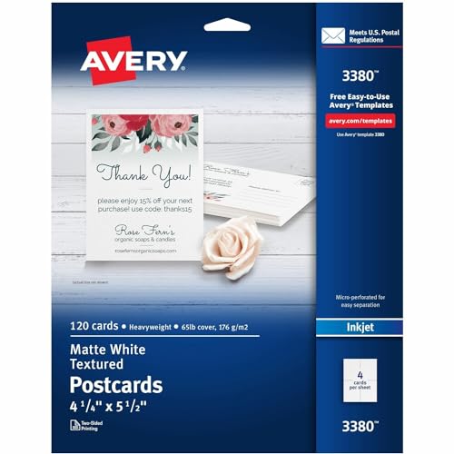 Cartes postales texturées AVE3380 pour correspondance créative