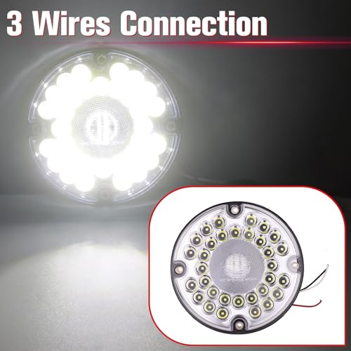 Image of 2PCS 7 inch 36 LED Round Trailer Tail Lights (White)
