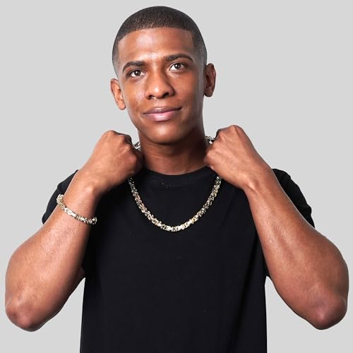 Invicta Jewelry Stainless Steel Gold Necklace for Men, Polished Byzantine Chain (8mm) - 26-Inch4