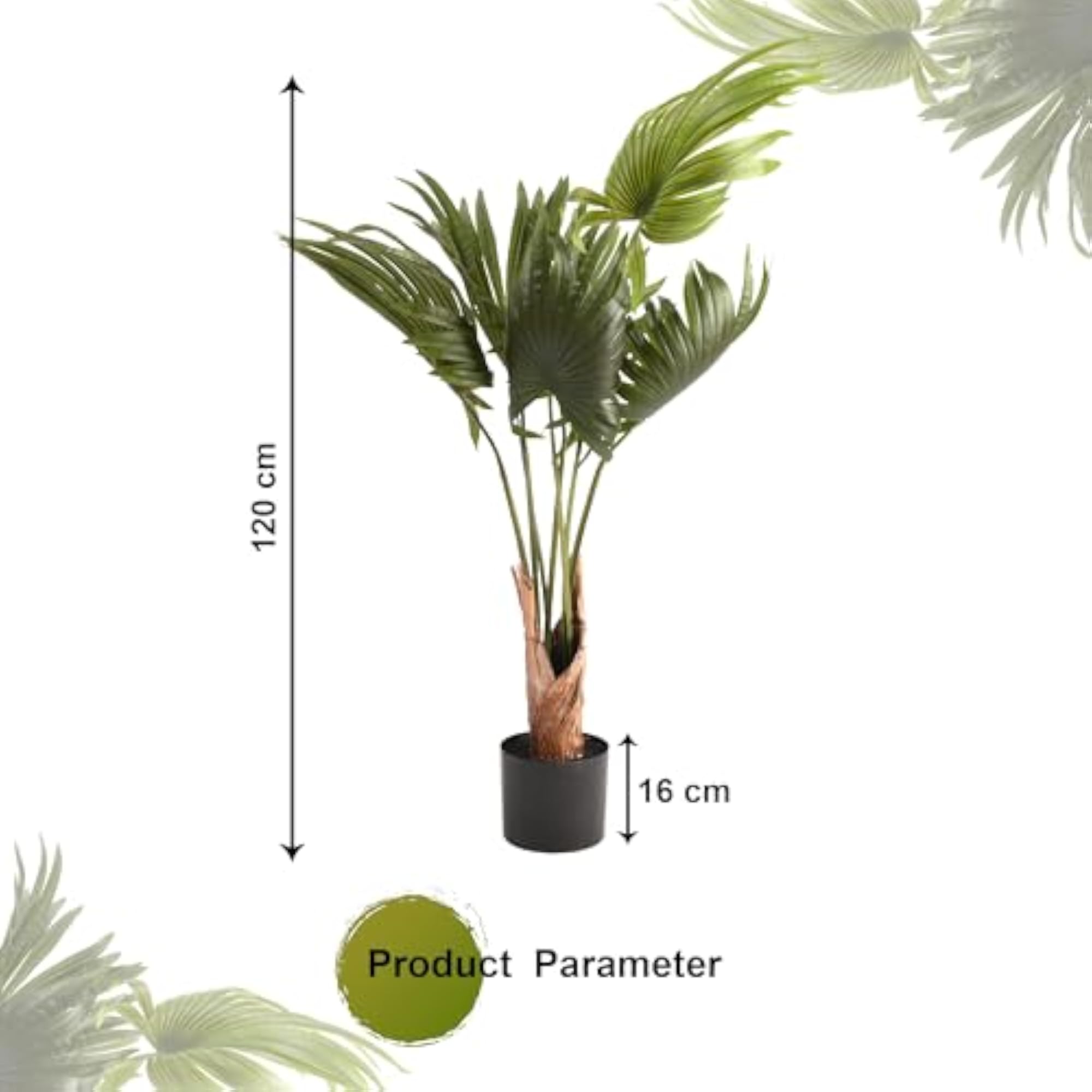 Scallop Artificial Tree with 6 Leaf Fan Plant, 120 CM