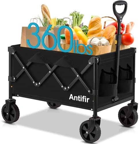 Antifir Collapsible Foldable Wagon with Wheels 360 LBS,Heavy Duty...