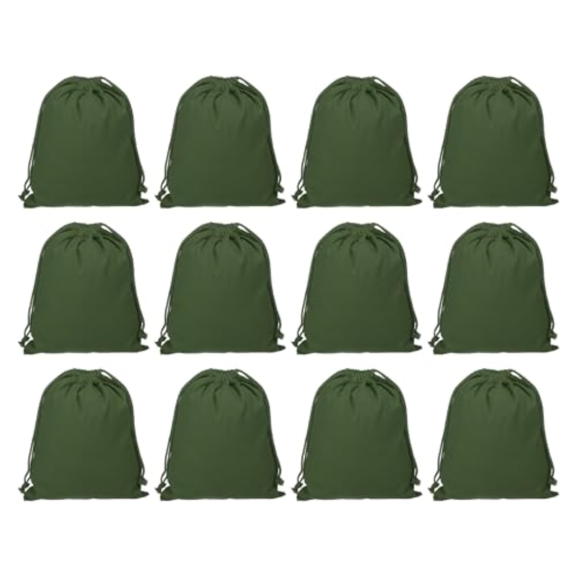 100% Cotton Reusable Drawstring Bags, 12 Pack