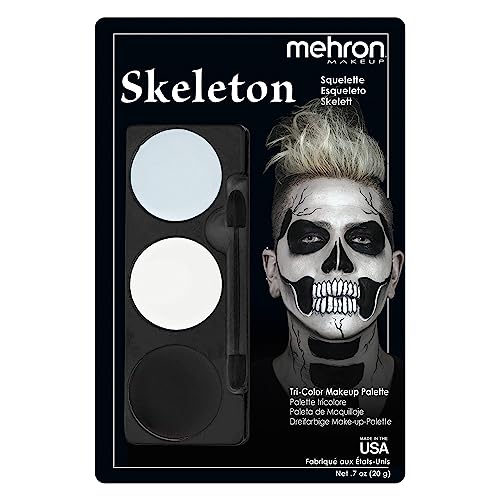 Mehron Makeup Tri-Color Character Makeup Palette | Halloween, Special Effects And Theater Cream Makeup Fx Palette | Face Paint Makeup .7 Oz (20 G) (Skeleton) #TOP11