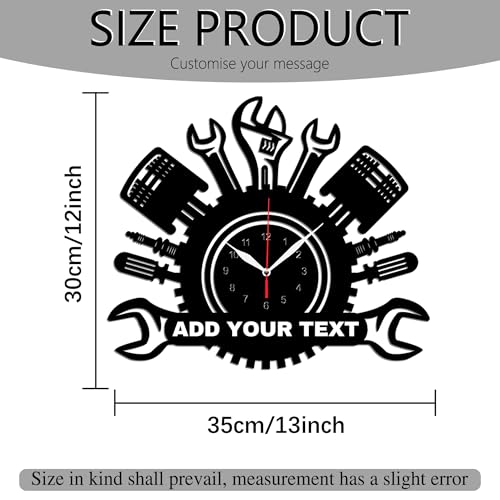 ZQJYQ Personalized Garage Wall Clock, Garage Metal Sign Car Repair Mechanic Tools Wall Clock with Colorful Light, Custom Name Shop Clocks for Workshop Man Cave, Gifts for Men Husband Dad (Style 1)