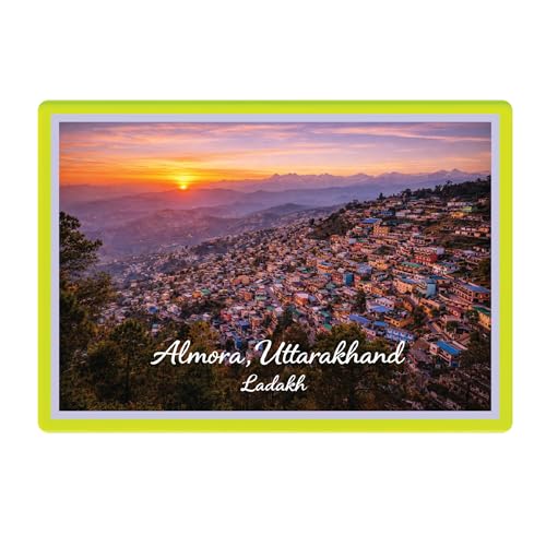 Image of Decorative Fridge Magnet with Glowing Border | Pack of 1 (Almora, Uttarakhand, 4x3 inch - Fluorescent Border)
