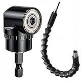 Adattatore per Trapano ad Angolo Retto 105° con Prolunga Trapano Flessibile,1/4 pollici Cacciavite a Taglio Esagonale Porta-inserti, Avvitatore angolare per foratura in spazi ristretti