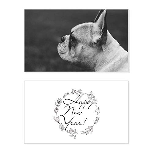 Tarjeta conmemorativa de Año Nuevo para perro con mensaje de bendición y tierno diseño animal