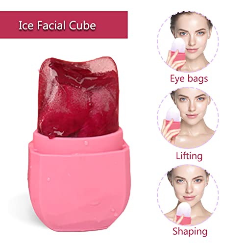 Ice Roller For Face And Eye,Upgrated Diamond Ice Face Roller,Facial Beauty Ice Roller Skin Care Tools, Ice Facial Cube, Gua Sha Face Massage, Silicone Ice Mold For Face Beauty (Red) #TOP3