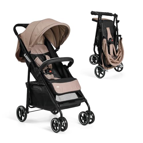 Ms   Silla de Paseo Street | Carrito Bebe lígero desde Nacimiento hasta 36 meses o 22 kg | Con Amortiguadores, Capota XXL y reclinación máxima (Beige)