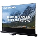 SilverMagic ALR/CLR Motorized Floor Rising Projector Screen for UST Projectors 100”, 95% Ambient Light Rejecting, 4K/8K Ultra HD, Active 3D, for Home Theater Living Room Bedroom Office