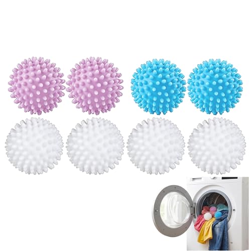 Ensemble de 8 Balles de Séchage Réutilisables pour Machine à Laver, Boules de Lavage en PVC Durable pour Sèche-linge, Élimination des Poils, Économies de...