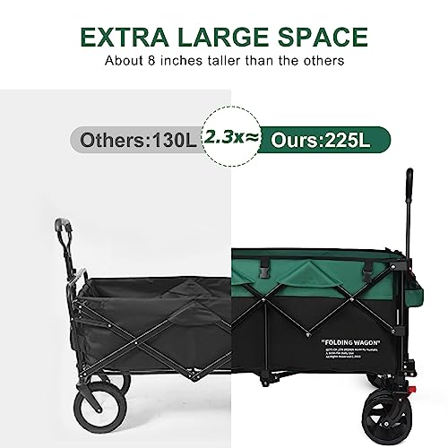 image for LOUAK&HIRON Collapsible Utility Folding Wagon Cart Heavy Duty Foldable