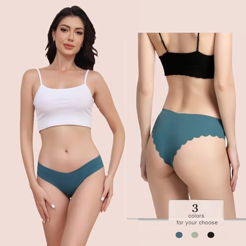 Underwear Women Pack No Show Underwear Sexy Stretch Waist Hipster Wavy Sides Invisible Panties 5 Pack S-XL4