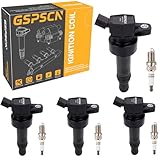 GSPSCN Set of 4 Ignition Coil Pack UF652 and Iridium Spark Plug Compatible with 2012-2019 Hyundai Accent Veloster丨Kia Soul Rio 1.6L 14,Replaces# C1803，5C1860，273012B100，GN10634