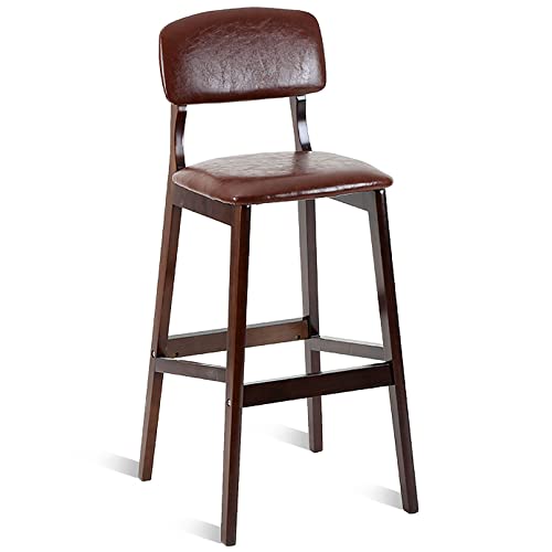 Tabouret de bar en cuir PU jaune 71 cm avec dossier et cadre bois