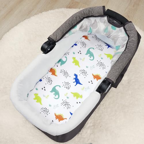 Image of PHF 3 Pack Soft Bassinet Sheets, Dinosaur Breathable Comfy Cradle Sheets for Baby Boys, No Slip Universal Fit for Most Cradle and Bassinet Mattress, Navy Dinosaur