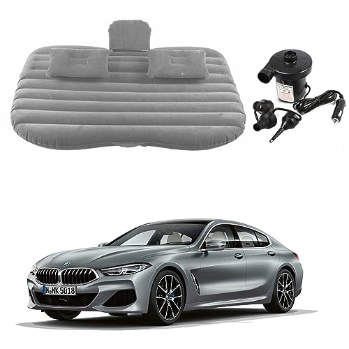 Image of Oshotto Multifunctional Car Travel Bed Mattress with Two Air Pillows, Car Air Pump Compatible with BMW 8 Series (Grey)