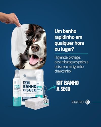 Kit Banho a Seco Pet Cães e Gatos 1 Spray 240ml + Toalhas Descartáveis 20x30cm