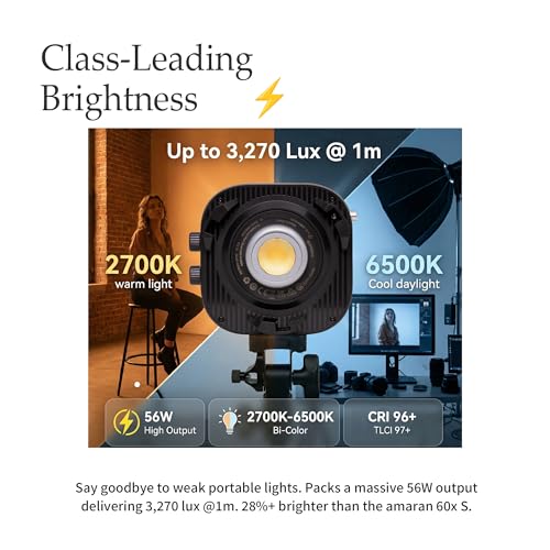 Image of Amaran Halo 60x Bi-Color COB LED Monolight, 63W Continuous Output, 2700K-6500K, 3,270 Lux @ 1m, USB-C PD, NFC App Control, Bowens Mount for Studio Photography, Livestreaming & Video Production