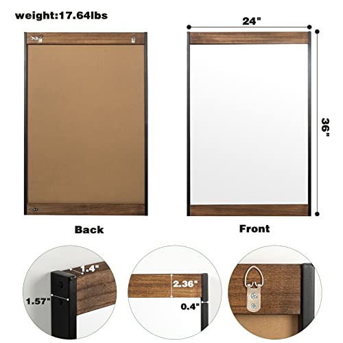 Blue Page Rustic Mirror Farmhouse Mirror Wood Framed Mirror Wood Mirrors For Bathroom, Large Rustic Wall Mirror Wall Mounted Rectangular Mirror For Living Room, Vanity Mirror Wall Decor 24X36 Inch #TOP5