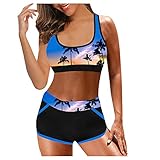 Tankini Damen Bauchweg Push Up Sport Weste Badeanzug Damen Bauchweg Tankini Sportlich Zweiteiliger Mit Hotpants Bademode Bikini Set Damen High Waist Y2k Bikini Mit Oberteile Und Badeshorts