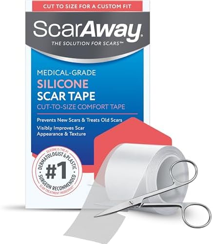 ScarAway Clear Silicone Scar Tape, Medical-Grade Cut-to-Size Silicone Strip for Surgery, Burn, Hypertrophic & Keloid Scars, Self-Adhesive, Water-Resistant, 60” x 1.6” Tape Roll