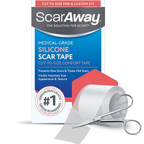 ScarAway Clear Silicone Scar Tape Medical-Grade Cut-to-Size Silicone Strip for Surgery Burn Hypertrophic & Keloid Scars Self-Adhesive Water-Resistant 60 x 1.6 Tape Roll
