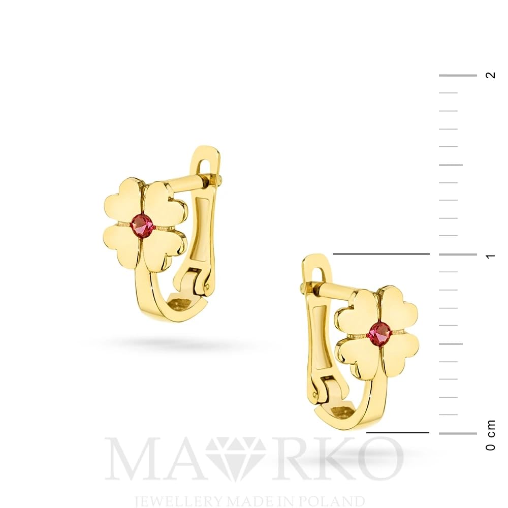 MARKO Ohrringe Gold 333 Damen – Echtgold 8K mit Zirkonia, Blumen Ohrringe, Gelbgold mit englischem Verschluss, elegant & feminin, Schmuck mit farbigen Steinen