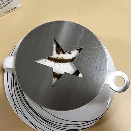 2 Pcs Stainless Steel Coffee Stencils Cappuccino Coffee Stencils Heart Star Shape Strew Pad Duster Spray for Latte Cappuccino Cupcake Cookies Hot Chocolate(5inch)