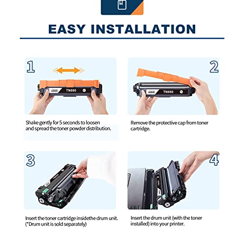 Image of Compatible TN660 Toner Cartridge Replacement for Brother TN630|Black,4 Pack