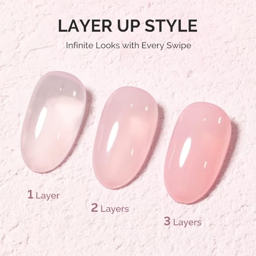 Image of MelodySusie Jeweliver Jelly Gel Nail Polish, 0.5Fl.oz Grace Nude Pink Gel Polish Soak Off UV LED Light Cure Gift for Women Manicure Nail Art DIY at Home B6650
