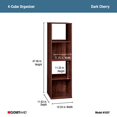 ClosetMaid Cubeicals 4 Cube Storage Shelf Organizer Bookshelf, Stackable, Vertical or Horizontal, Easy Assembly, Wood, Dark Cherry Finish by ClosetMaid - Image 4