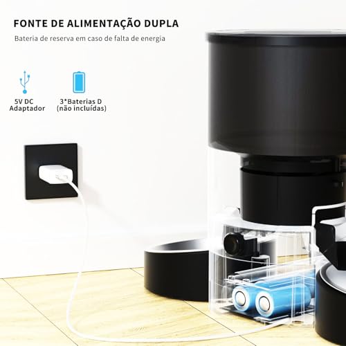 Elyblo Alimentador de Animais de Estimação com Voz WIFI, Comedouro Automatico para Gatos, Distribuid