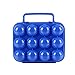 LIOOBO - Huevera portátil con tapa para 12 huevos de plástico con asa para viajes al aire libre, camping (naranja) azul