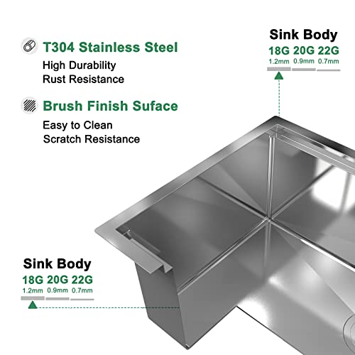 Bathivy Undermout Wet Bar Prep Sink, 22 X 18 X 10 Inch Bar Sink, Handmade Stainless Steel Sink Set Single Bowl Small Kitchen Bar And Rv Sink With All Accessories #TOP5