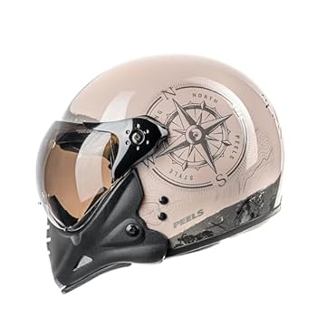 Peels F-21 Capacete Multi Modular com Viseira Fumê (58, Off White)