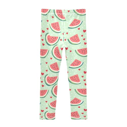 Girls' Athletic Leggings Ankle Length Yoga Dance Pants Kids Teen 4T Watermelon Heart2