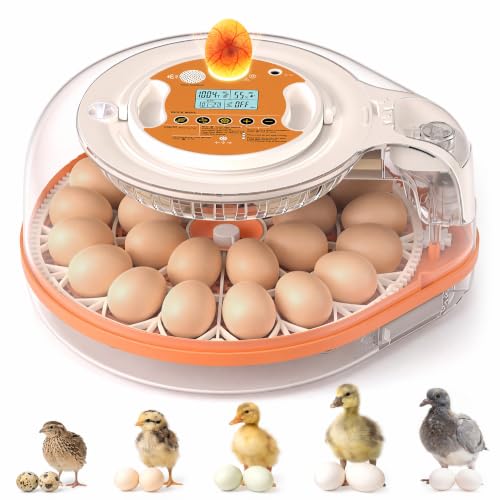 26 Egg Incubators for Hatching Eggs with Smart Voice Control & Two Interchangeable Egg Trays for Needs- Auto Turner, Temp/Humidity Control, Egg Candler for Chicken Duck Quail
