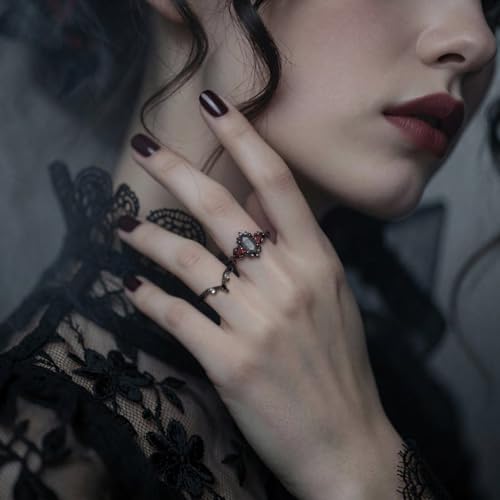 Image of Jeulia Gothic Black Engagement Ring Set 925 Sterling Silver