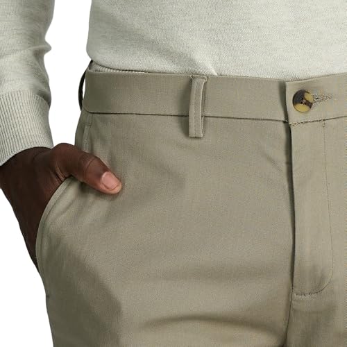 Haggar Mens Wrinkle Free Straight Fit Flat Front Khaki Pant
