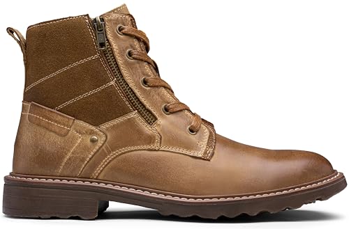 Image of Vostey Mens Boots Motorcycle Casual Boots for Men Zipper Fashion Chukka Boots Mens