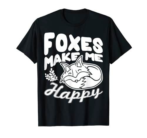 Foxes Make Me Happy Cute Cool Kids Regalo de cumpleaños y Navidad Camiseta